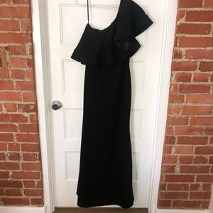 Lulu’s One Shoulder Black Fitted Evening Gown